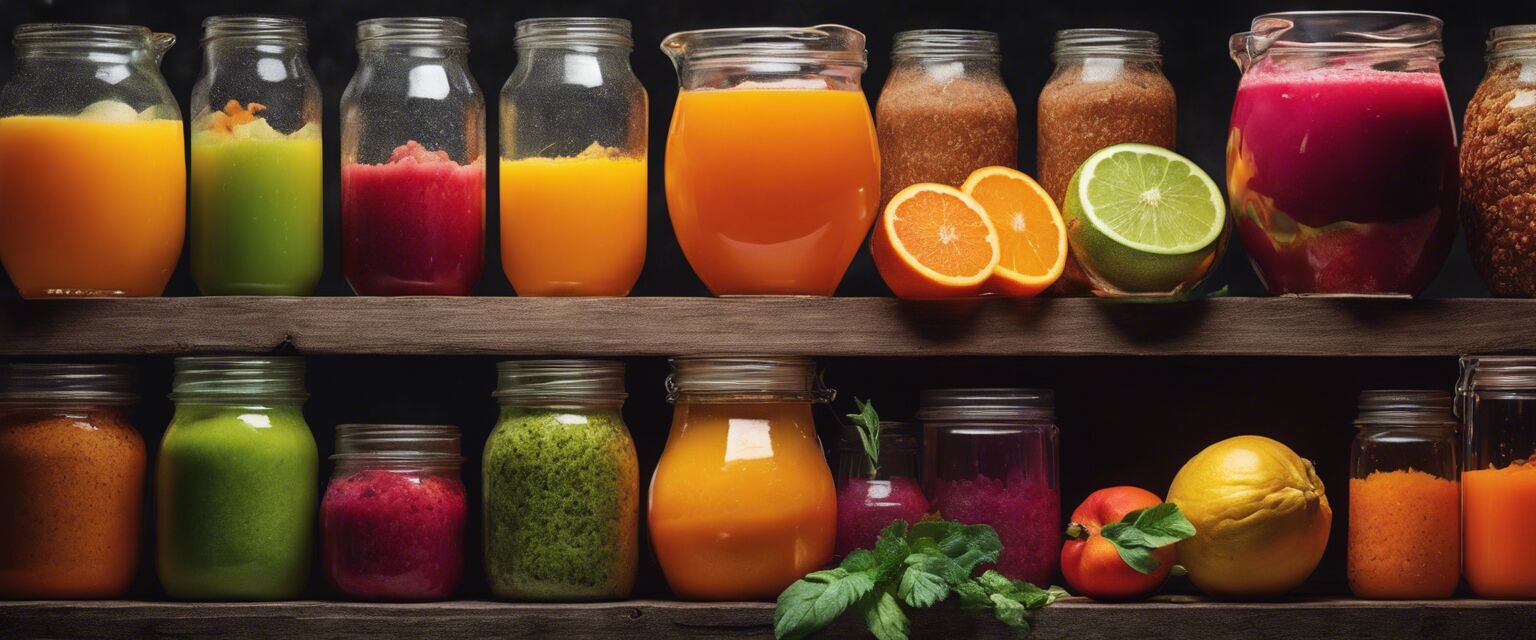 Colorful array of juice pulp